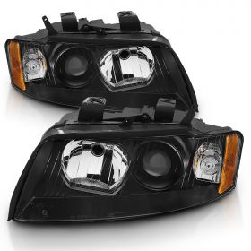 AmeriLite Black Replacement Headlights For 02-05 Audi A4 (Pair) - Passenger and Driver Side