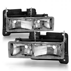 AmeriLite Chrome Headlights For Chevy Fullsize Pair - Passenger and Driver Side