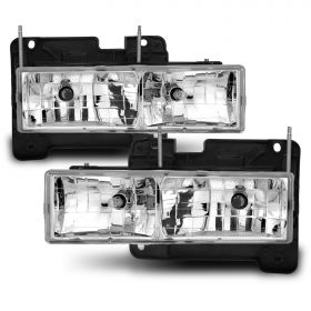 AmeriLite Replacement Clear Headlights Pair For Chevy Fullsize - Passenger and Driver Side