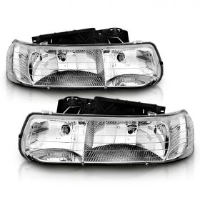 AmeriLite for 1999-2002 Chevy Silverado 1500 2500 3500 New Body Model / 2000-2006 Cheverolet Tahoe Suburban Headlights Assemblies Replacement - Passenger and Driver