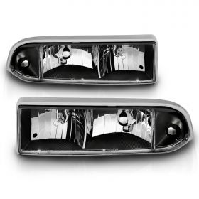 AmeriLite Crystal Headlights Black For Chevy S10 / Blazer- Passenger and Driver Side