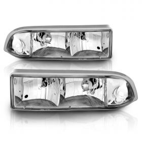 AmeriLite Crystal Headlights Chrome For Chevy S10 / Blazer- Passenger and Driver Side