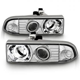 AmeriLite Chrome Projector Headlights Halo For Chevy S10 /Blazer - Passenger and Driver Side