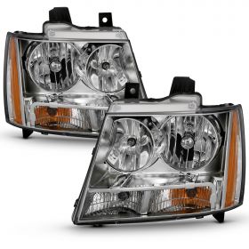 AmeriLite for Chevy 07-13 Tahoe/Suburban/Avalanche Factory Style Replacement Headlights Pair - Driver and Passenger Side