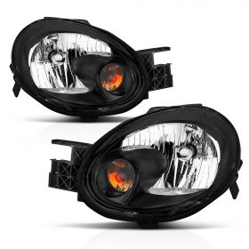 AmeriLite Black Replacement Headlights Set For 03-05 Dodge Neon - Passenger and Driver Side
