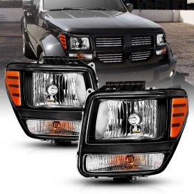 AmeriLite Black OE Style Replacement Headlights Set For 07-11 Dodge Nitro (Pair) High/Low Beam Bulb Included