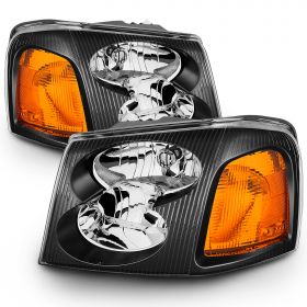 AmeriLite Black Replacement Headlights Set For GMC Envoy - Passenger and Driver Side