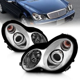 AmeriLite Projector Headlights Chrome (Amg Type) For Mercedes-Benz C Class W203 - Passenger and Driver Side