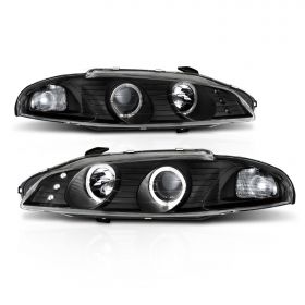 AmeriLite Projector Headlights G2 2 Halo Black For Mitsubishi Eclipse - Passenger and Driver Side
