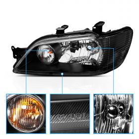 AmeriLite Black Replcement Headlights Set For 02-03 Mitsubishi Lancer - Passenger and Driver Side