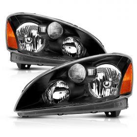 AmeriLite Black Replacement Headlights Set For 02-04 Altima - Passenger and Driver Side