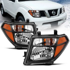 AmeriLite Black Replacement Headlight Set For 05-08 Frontier / 05-07 Pathfinder - Driver and Passenger