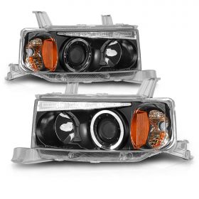 AmeriLite For 2004-2006 Scion xB LED Halo Projector Black Replacement Headlights Pair - Passenger and Driver Side