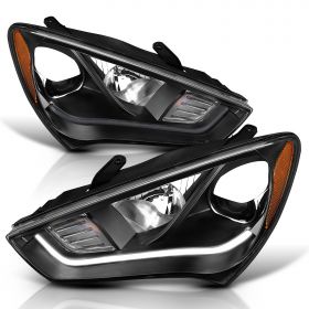 AmeriLite Black Projector Plank Style Headlights For Hyundai Genesis - Passenger and Driver Side