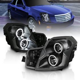 CADILLAC CTS 03-07. PROJECTOR H.L HALO BLACK CLEAR(CCFL)