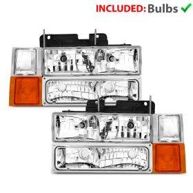 CHEVY FULLSIZE 88-98 CRYSTAL H.L CLEAR W/ SIGNAL & SIDE MARKER LIGHTS