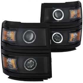CHEVY SILVERADO 14  PROJECTOR H.L LED HALO BLACK CLEAR WITH BLACK TRIM AMBER