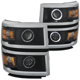 CHEVY SILVERADO 14 PROJECTOR H.L LED HALO BLACK CLEAR WITH CHROME TRIM AMBER