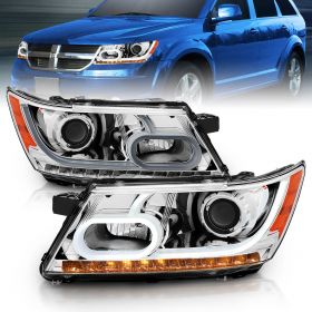 DODGE JOURNEY 09-14  PROJECTOR PLANK STYLE H.L CHROME CLEAR AMBER