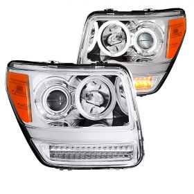 DODGE NITRO 07-08 PROJECTOR H.L G2 HALO CHROME CLEAR AMBER WITH LED (CCFL)
