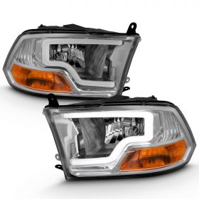 DODGE RAM 09-17 PLANK STYLE H.L CHROME CLEAR AMBER