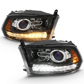 DODGE RAM 09-17 PROJECTOR PLANK STYLE SWITCHBACK H.L HALO BLACK AMBER (OE STYLE) _x000D_