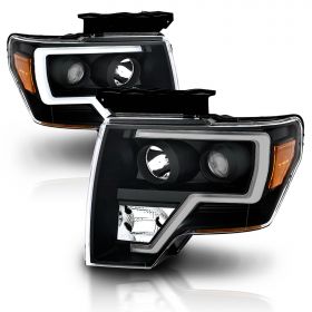 FORD F-150 09-13 PROJECTOR PLANK STYLE H.L. BLACK AMBER