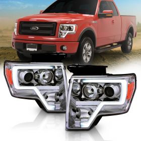 FORD F-150 09-13 PROJECTOR PLANK STYLE H.L. CHROME AMBER