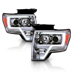 FORD F-150 09-13 PROJECTOR PLANK STYLE H.L. CHROME AMBER