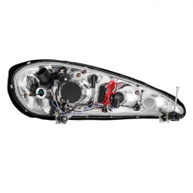 PONTIAC GRAND AM 99-05 PROJECTOR H.L HALO WITH LED BLACK CLEAR AMBER