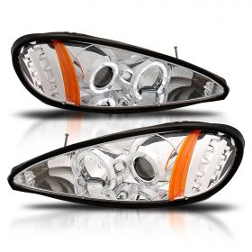 PONTIAC GRAND AM 99-05 PROJECTOR H.L HALO WITH LED CHROME CLEAR AMBER