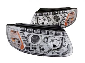 For 2007-2012 Hyundai Santa Fe Chrome Projector Headlights+6LED DRL