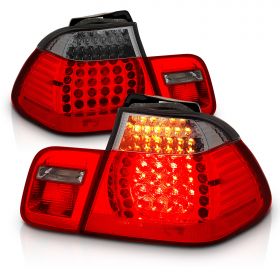 AmeriLite 4 Door L.E.D Taillights Red/Smoke 4 Pcs For Bmw 3 Series E46 - Passenger and Driver Side