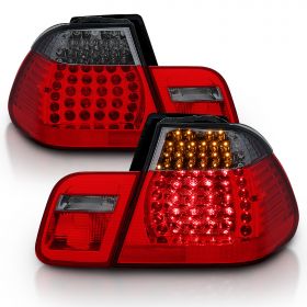 AmeriLite 4 Door LED Replacement Taillights Red/Smoke 4Pcs Set For BMW 3 Series E46 - Passenger and Driver Side