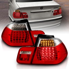 AmeriLite 4 Door L.E.D Replacement Taillights Red/Clear 4Pcs Set For BMW 3 Series E46 - Passenger and Driver Side