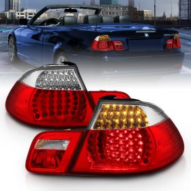 AmeriLite Convertible L.E.D Taillights Set Red/Clear 4 Pcs For Bmw 3 Series E46 - Passenger and Driver Side
