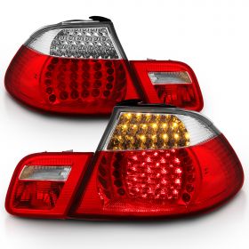 AmeriLite Convertible L.E.D Taillights Set Red/Clear 4 Pcs For Bmw 3 Series E46 - Passenger and Driver Side