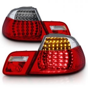 AmeriLite 2 Door L.E.D Taillights Set Red/Clear 4 Pcs For Bmw 3 Series E46 - Passenger and Driver Side (Do Not Fit Convertible)