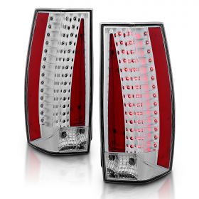 AmeriLite Chrome LED Replacement Brake Tail Lights Set For Cadillac Escalade (Do Not Fit EXT) - Passenger and Driver Side