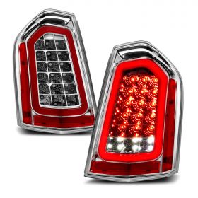 AmeriLite Chrome Full Intense LED Parking Light Bar Brake and Reverse Tail Lights For 2011-2014 Chrysler 300