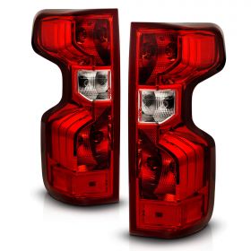 AmeriLite for 2019-2022 Chevy Silverado 1500 2500HD 3500HD Incandescent Type Clear Red OE Style Replacement Tail Light Pair - Passenger and Driver Side