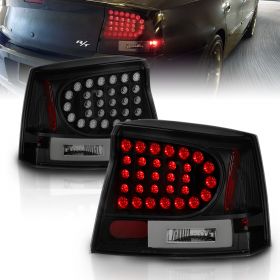 AmeriLite BlackSmoke LED Replacement Brake Tail Lights Set For 06-08 Dodge Charger - Passenger and Driver Side