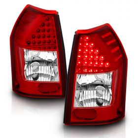AmeriLite Red/Clear LED Replacement Brake Taillights Set For 05-08 Dodge Magnum - Passenger and Driver Side