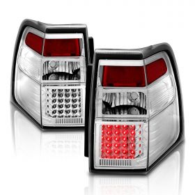AmeriLite Chrome LED Replacement Brake Tail Lights Set For Ford Expedition - Passenger and Driver Side