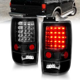 AmeriLite for 1997-2002 Ford Expedition LED Black Replacement Tail Lights Pair - Passenger and Driver Side