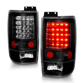 AmeriLite for 1997-2002 Ford Expedition LED Black Replacement Tail Lights Pair - Passenger and Driver Side
