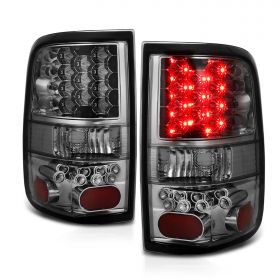 AmeriLite for 2004-2008 Ford F150 Styleside Smoke Chrome LED Replacement TailLights Assembly Set - Passenger and Driver Side