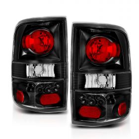 AmeriLite Black Euro Replacement Tail Lights For Ford F-150 - Passenger and Driver Side