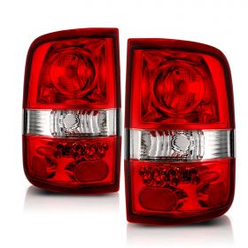AmeriLite Red/Clear Euro Tail Lights For Ford F-150 - Passenger and Driver Side