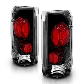 AmeriLite Euro Black Replacement Brake Tail Lights Set For 1989-1996 Ford F-Series / Bronco - Passenger and Driver Side